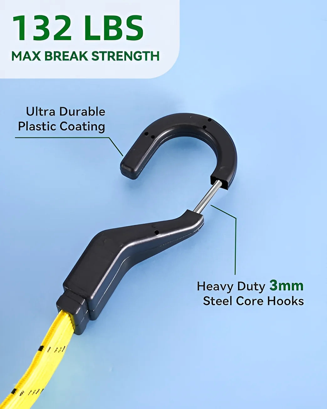 Stop wasting time with slow bungee cords! Meet LuckyStraps Flat Adjustable Bungee Cords – 3X faster, 2X stretchier, and built to last! With a genius single-bar buckle, you can adjust from 7.8” to 48” in just 2 seconds—no tools, no frustration. Made with Thai latex, these cords stretch 2X farther than others, securely holding your gear even on bumpy roads. UV-resistant and paired with durable 3mm steel hooks, they withstand all weather and tough conditions. Available in sizes from 12” to 100”, they’re perfec