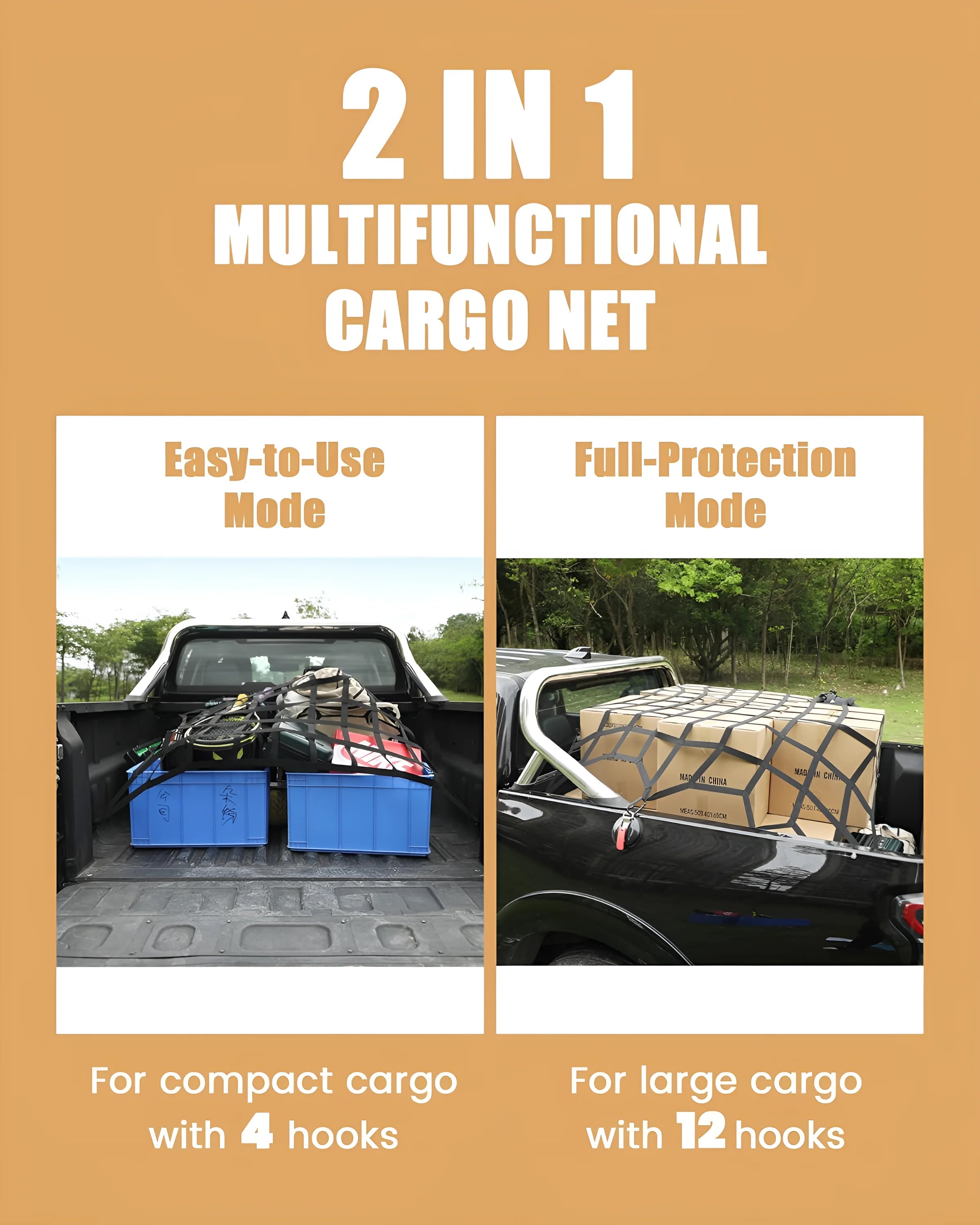 Lucky Straps Flat Bungee Cargo Net for Truck Beds