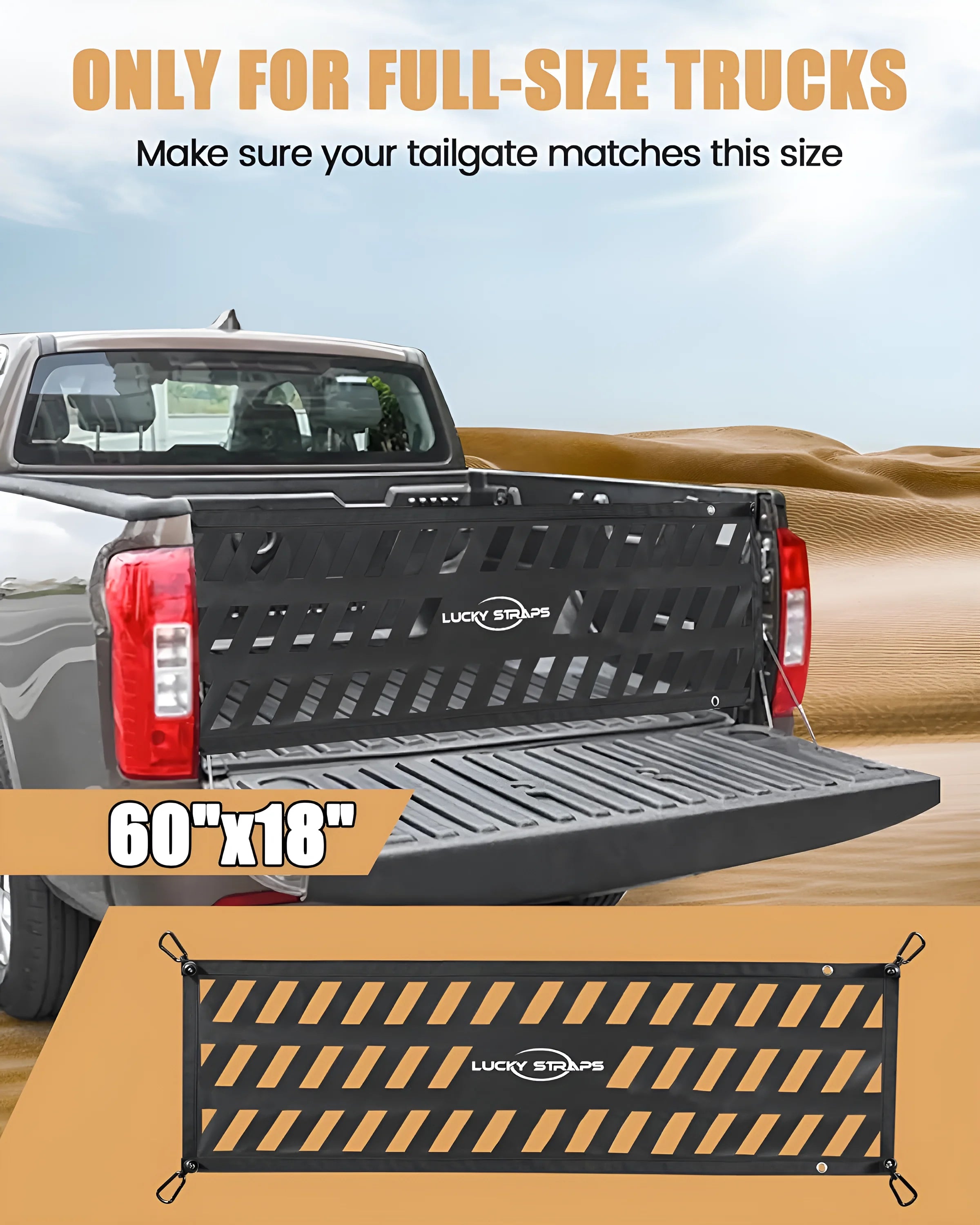 Tired of watching your gear slide around like it’s on a rollercoaster? Meet the LuckyStraps Tailgate Net—your truck’s new BFF. Built for DIY warriors, road-trippers, and eco-conscious drivers, this rugged 60” x 18” net locks down kayaks, furniture, or even your neighbor’s wobbly shed (we won’t tell 😉).