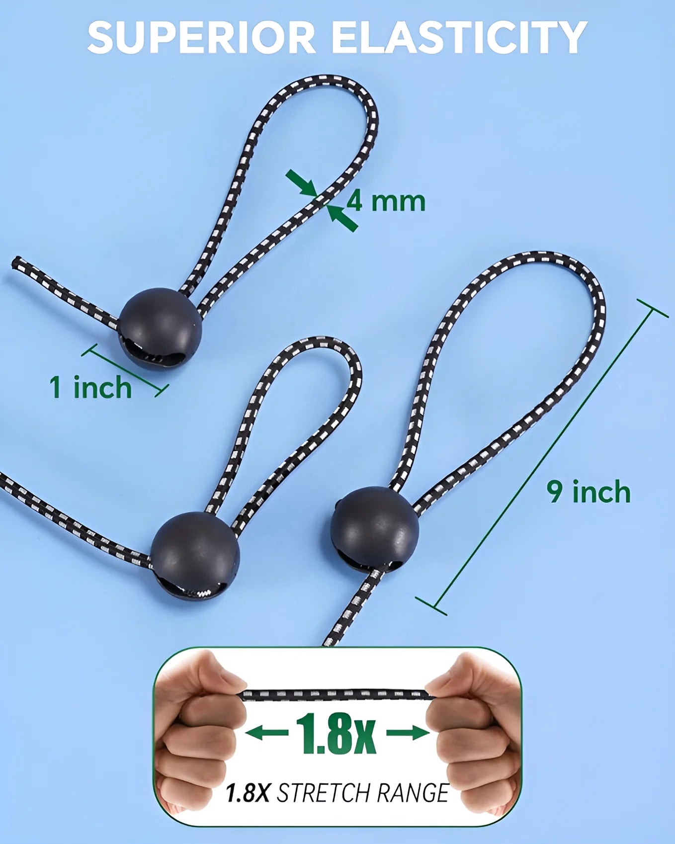 Tired of flimsy bungee cords? Meet LuckyStraps Adjustable Ball Bungee Cords – with 40X versatility, 2X stretch, and UV-armored durability! Featuring an upgraded adjustable design, you can easily adjust from 1” to 6” with micro-surgical precision, perfect for small tarps, poles, or hoses. Made with premium Thai latex, these cords stretch 1.8X farther, securely holding your gear under heavy loads without sagging. The UV-resistant polyester armor withstands sunlight, blizzards, and harsh conditions, lasting th